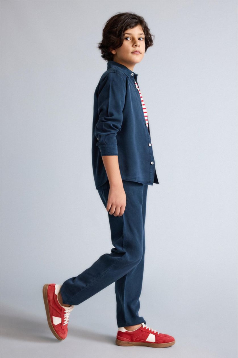 BOYS & TEENS NAVY Boys Flowy Straight Leg Trousers