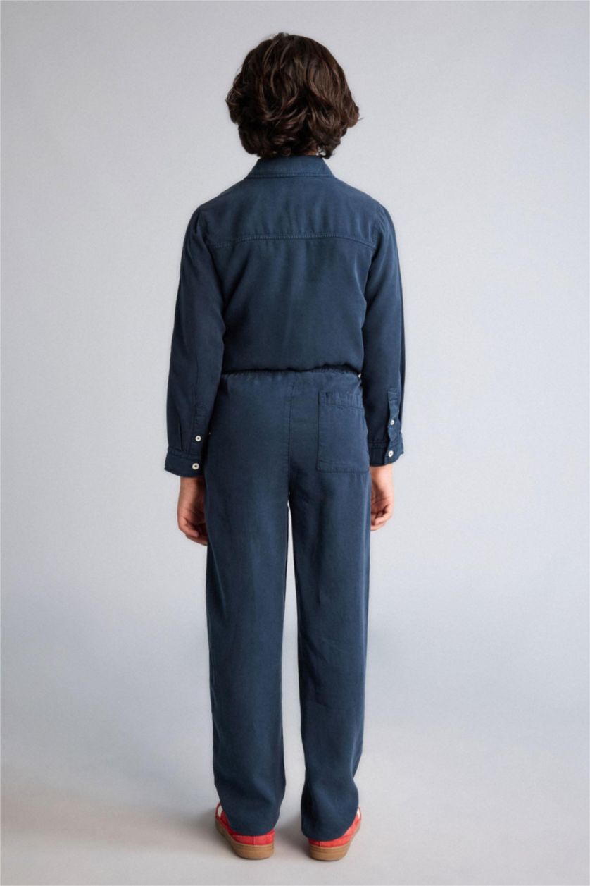 BOYS & TEENS NAVY Boys Flowy Straight Leg Trousers