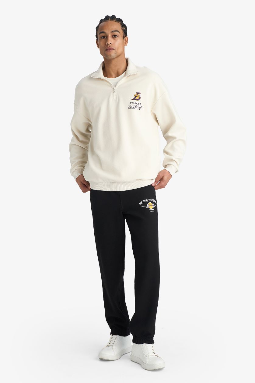 Erkek Siyah NBA Los Angeles Lakers Standart Fit Jakarlı Jogger