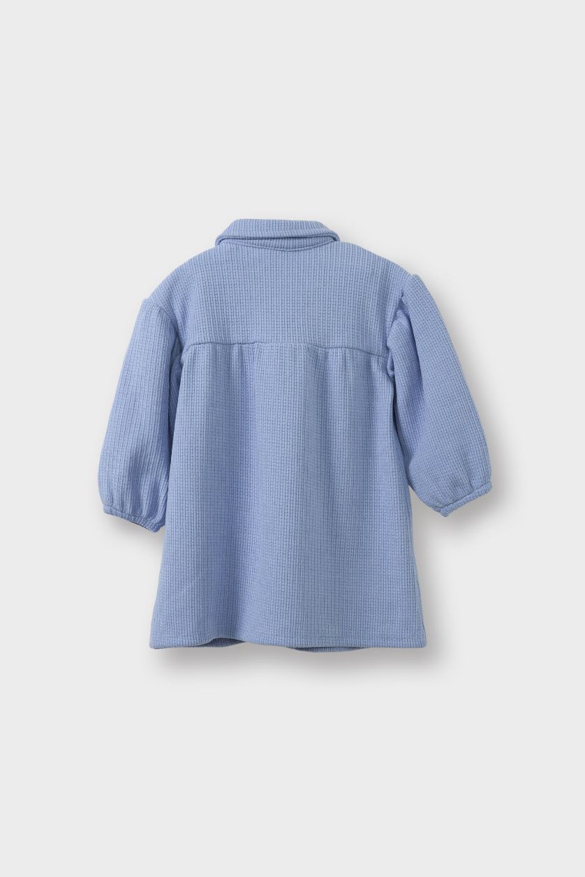 طفلة صغيرة أزرق فستان بيبي بناتي مخمل قطيفة قصة عادية ردن طويل