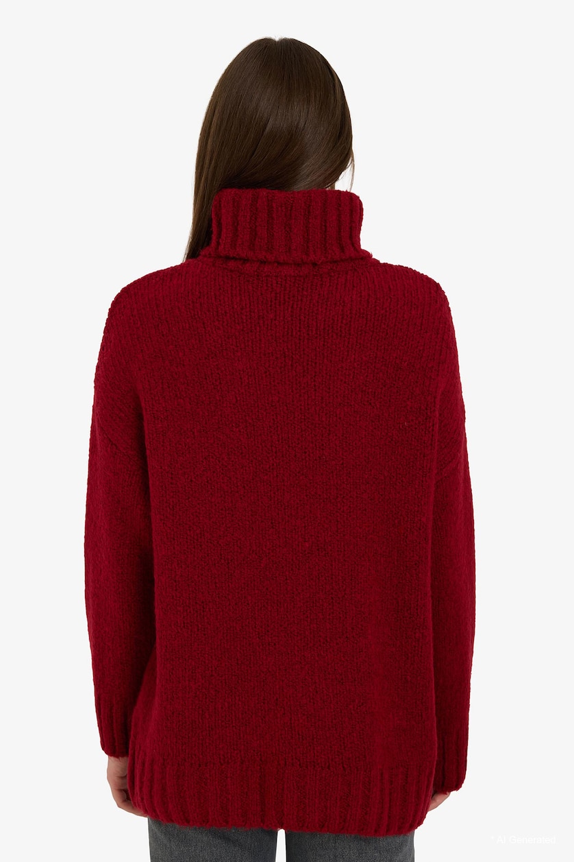 Women Red Oversize Fit Pullover