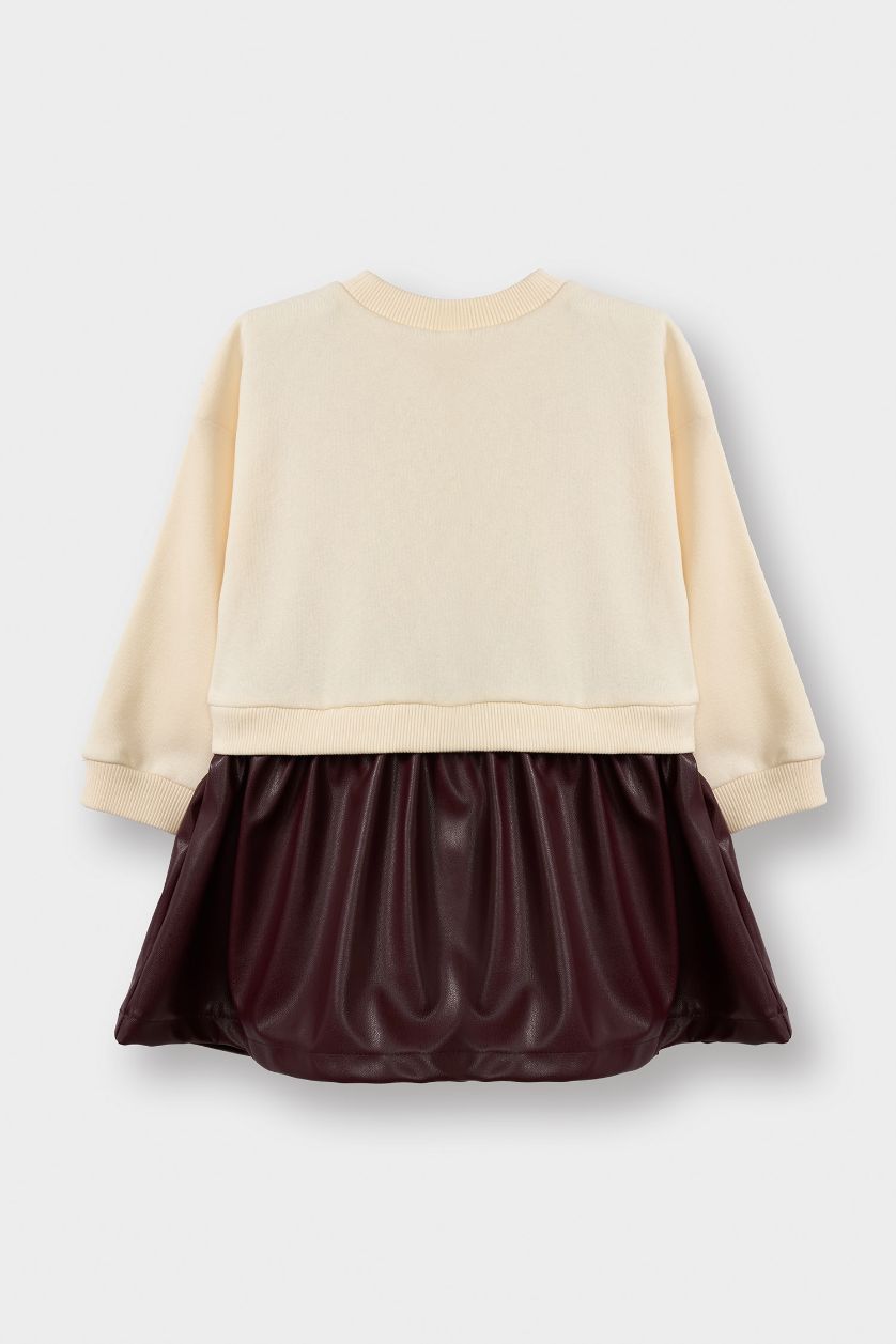 BABY GIRL Ecru Regular Fit Long Sleeve Knitted Dress