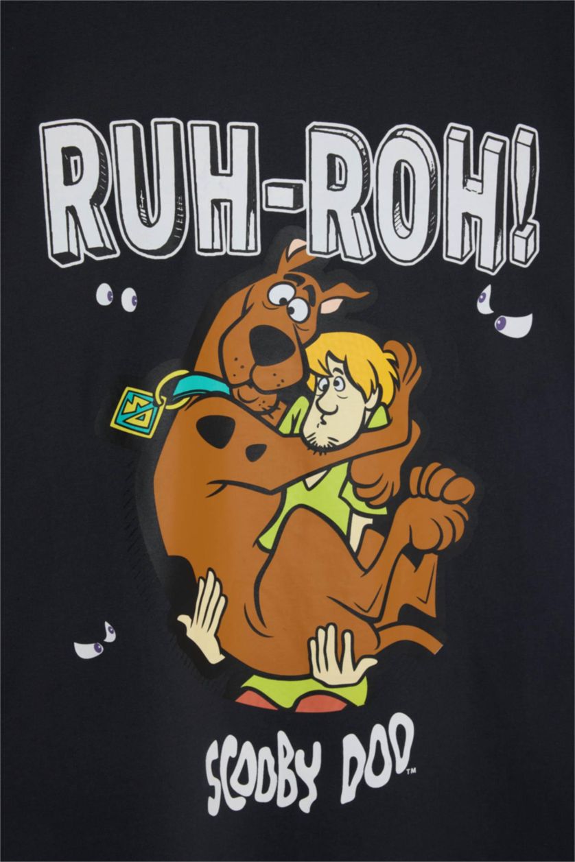 Женщины Антрацит Футболка Scooby Doo оверсайз с круглым вырезом принтом и коротким рукавом