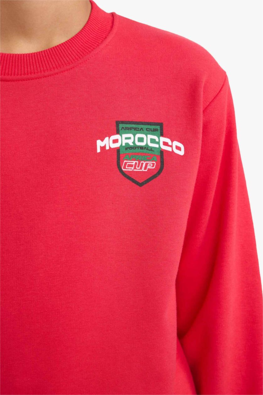 BOYS & TEENS Red Slogan Crew Neck Sweatshirt