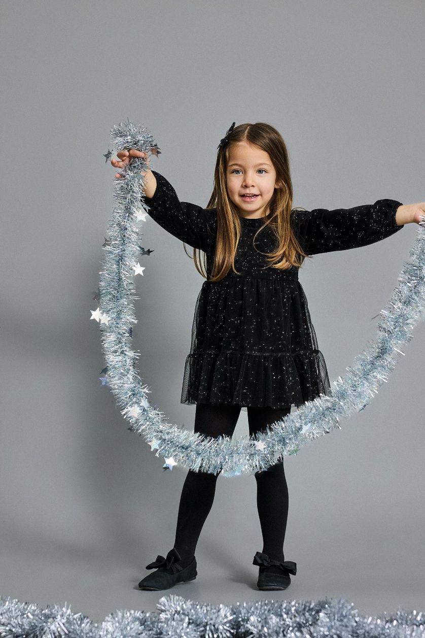 Baby Girl Black Baby Girl Long Sleeve Velvet Tulle Dress