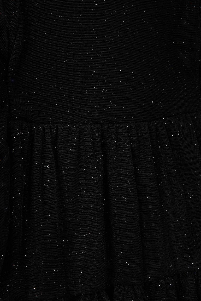 Baby Girl Black Baby Girl Long Sleeve Velvet Tulle Dress