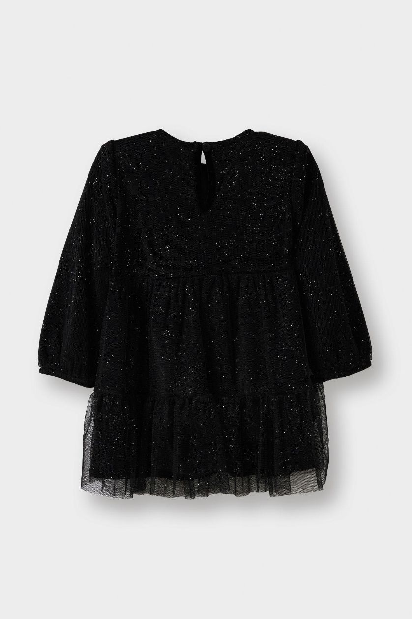 Baby Girl Black Baby Girl Long Sleeve Velvet Tulle Dress