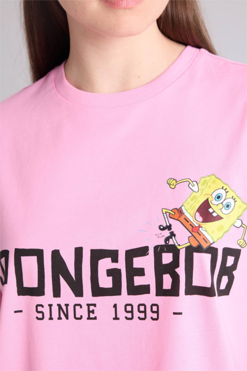 WOMAN Pink SpongeBob Crew Neck Printed Oversize T-Shirt