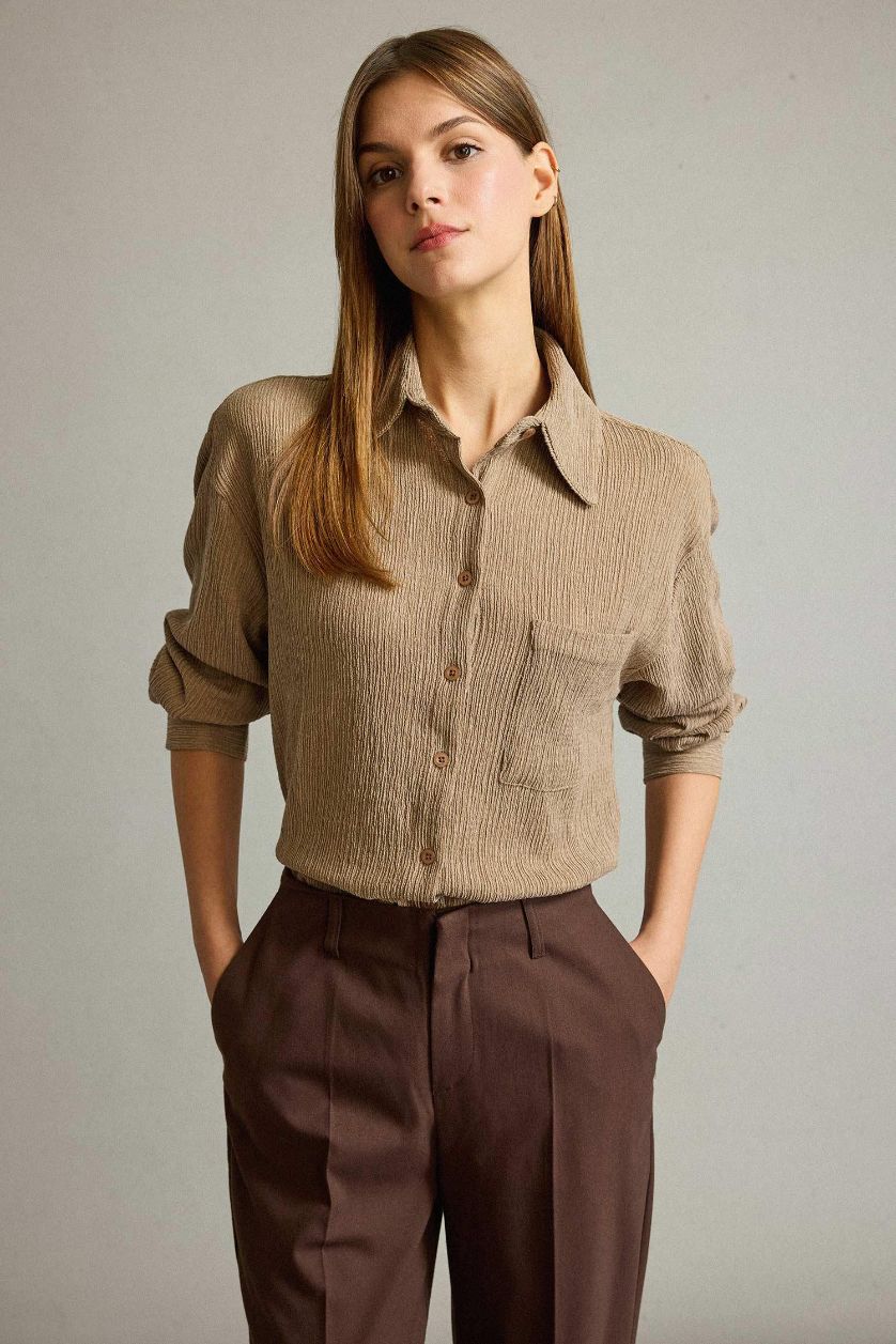 Woman Light Beige Regular Fit Cardigan