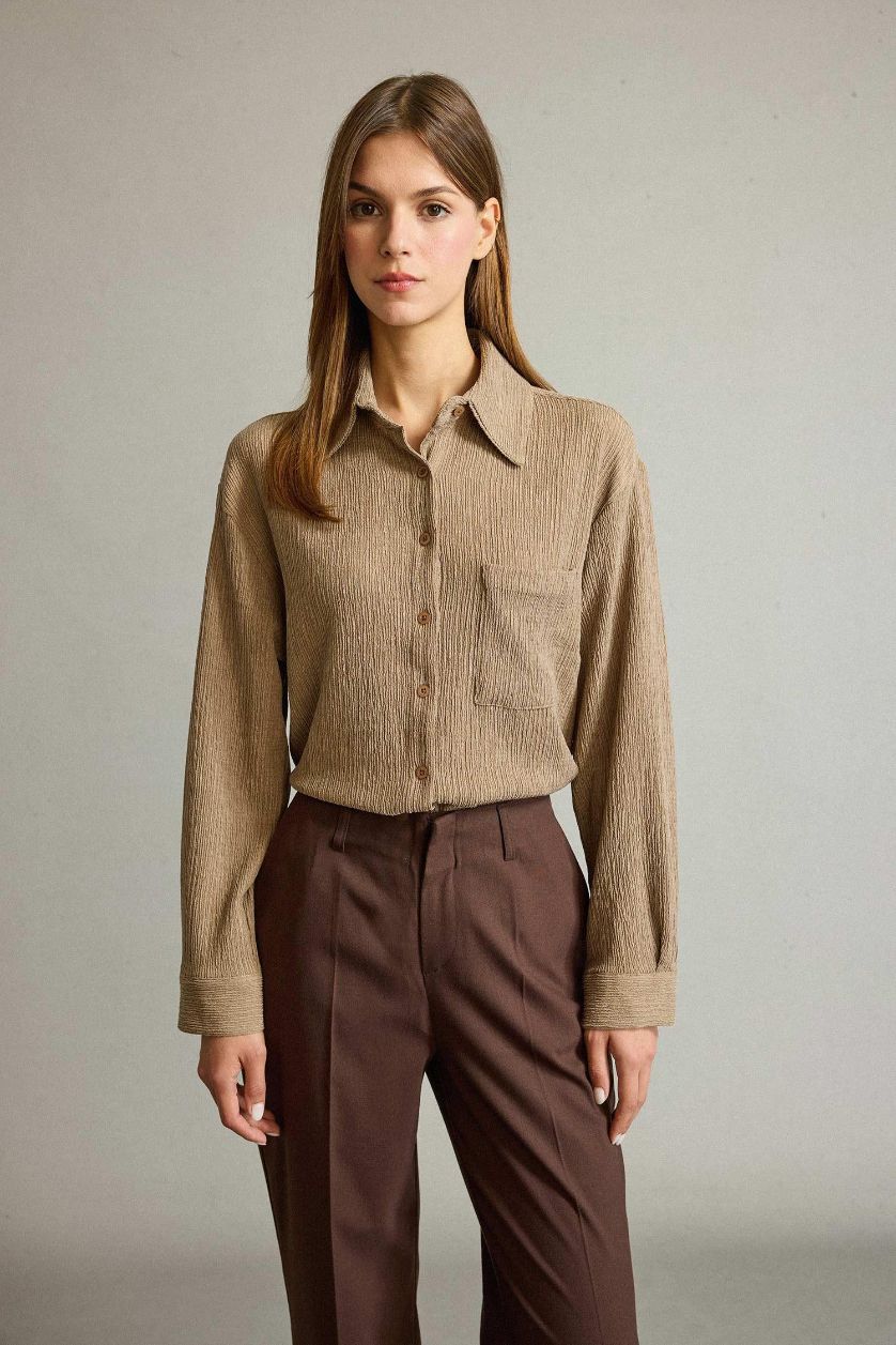 Woman Light Beige Regular Fit Cardigan