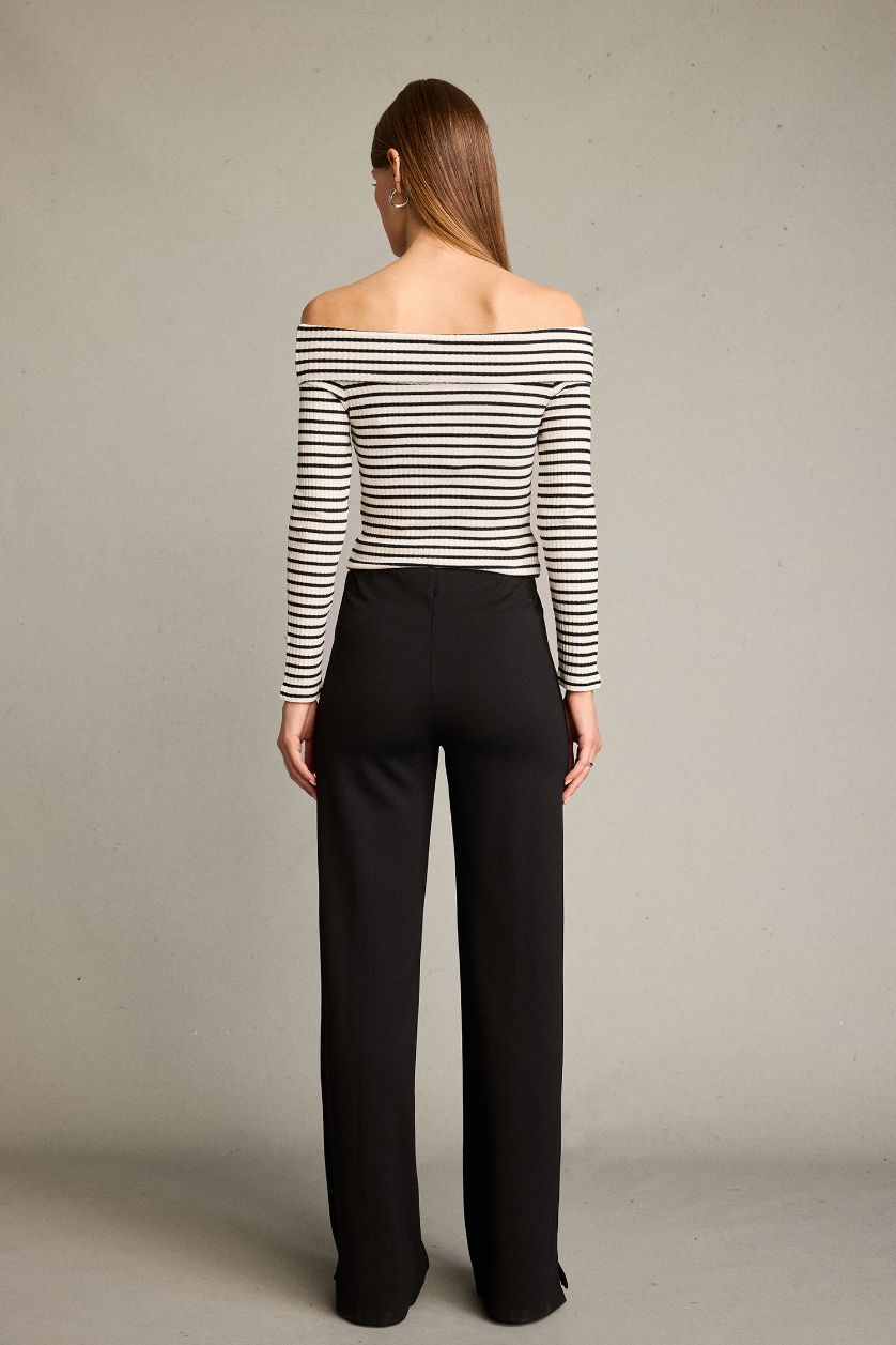 Әйелдерге қара палаццо тұрақты етек Шалбар