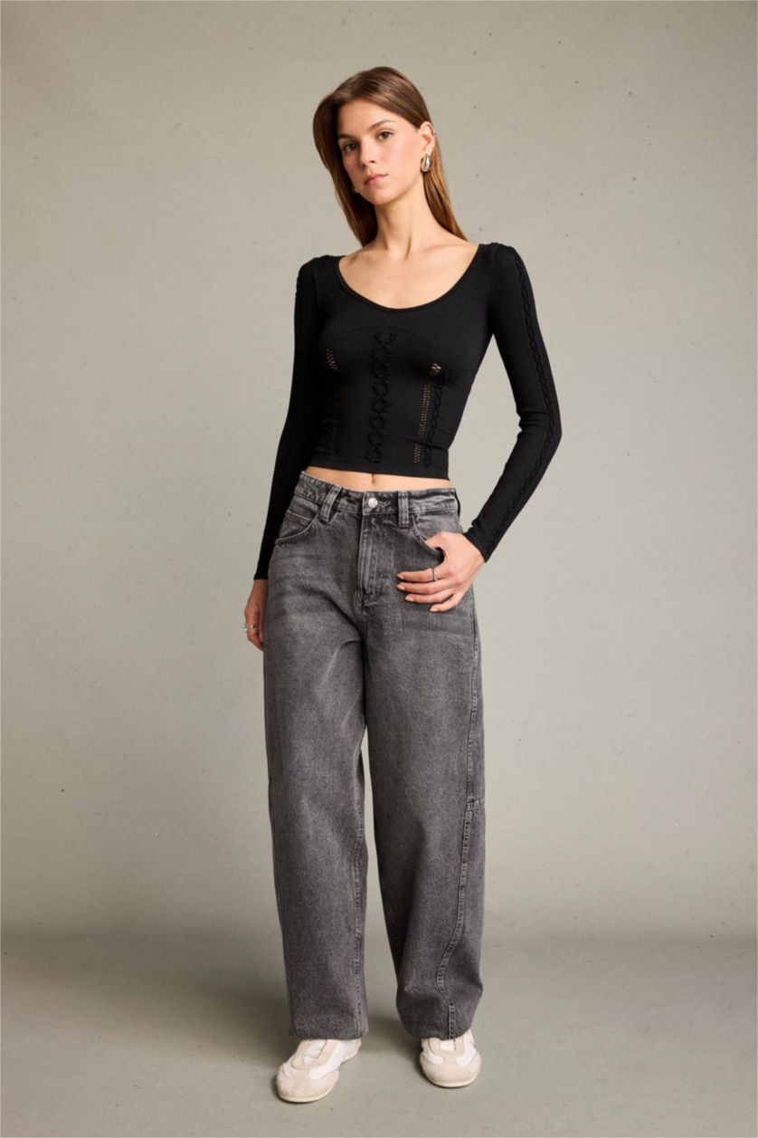 Kadın Siyah Uzun Kollu Tişört