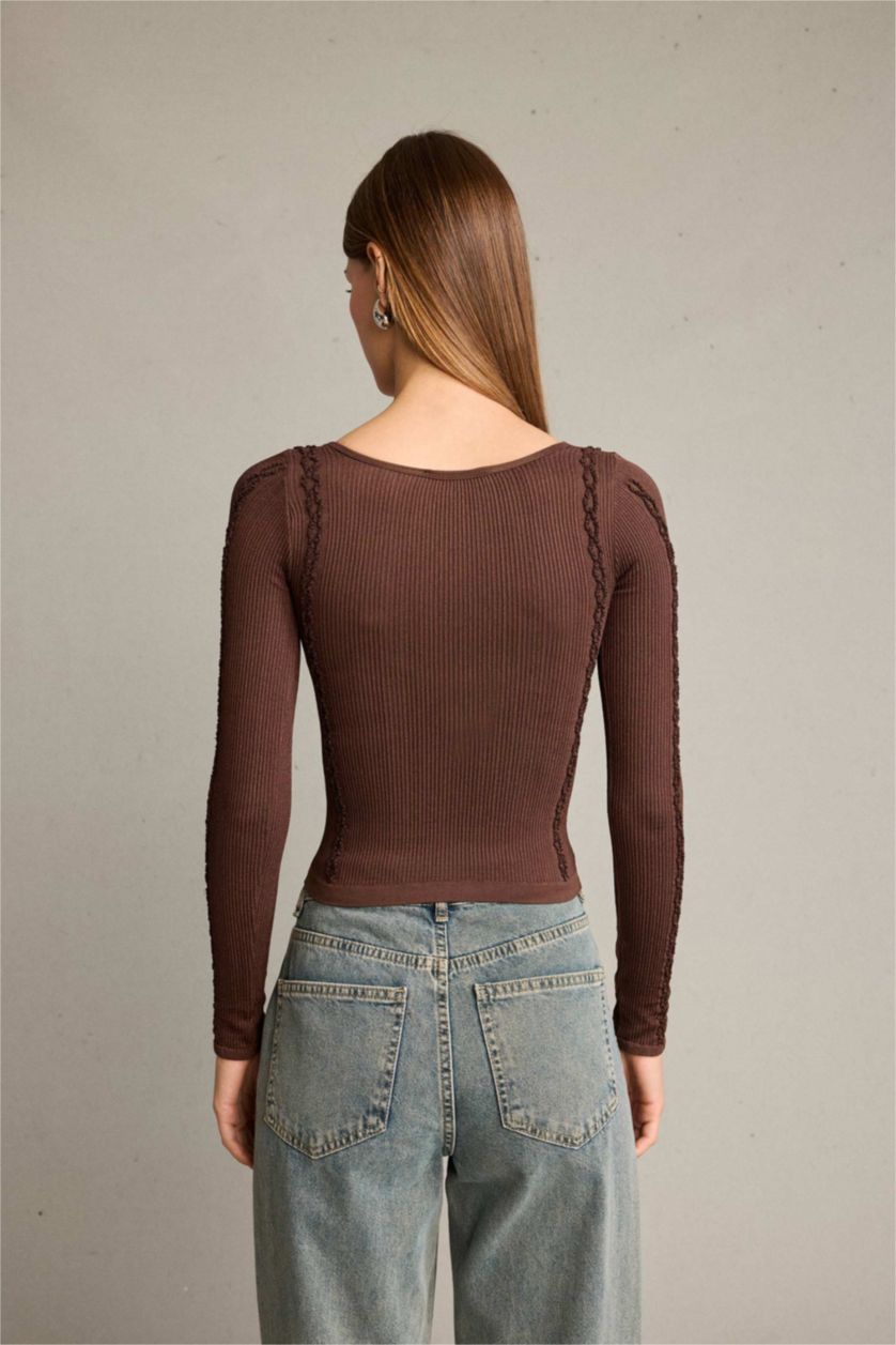 Woman Brown Long Sleeve T-Shirt