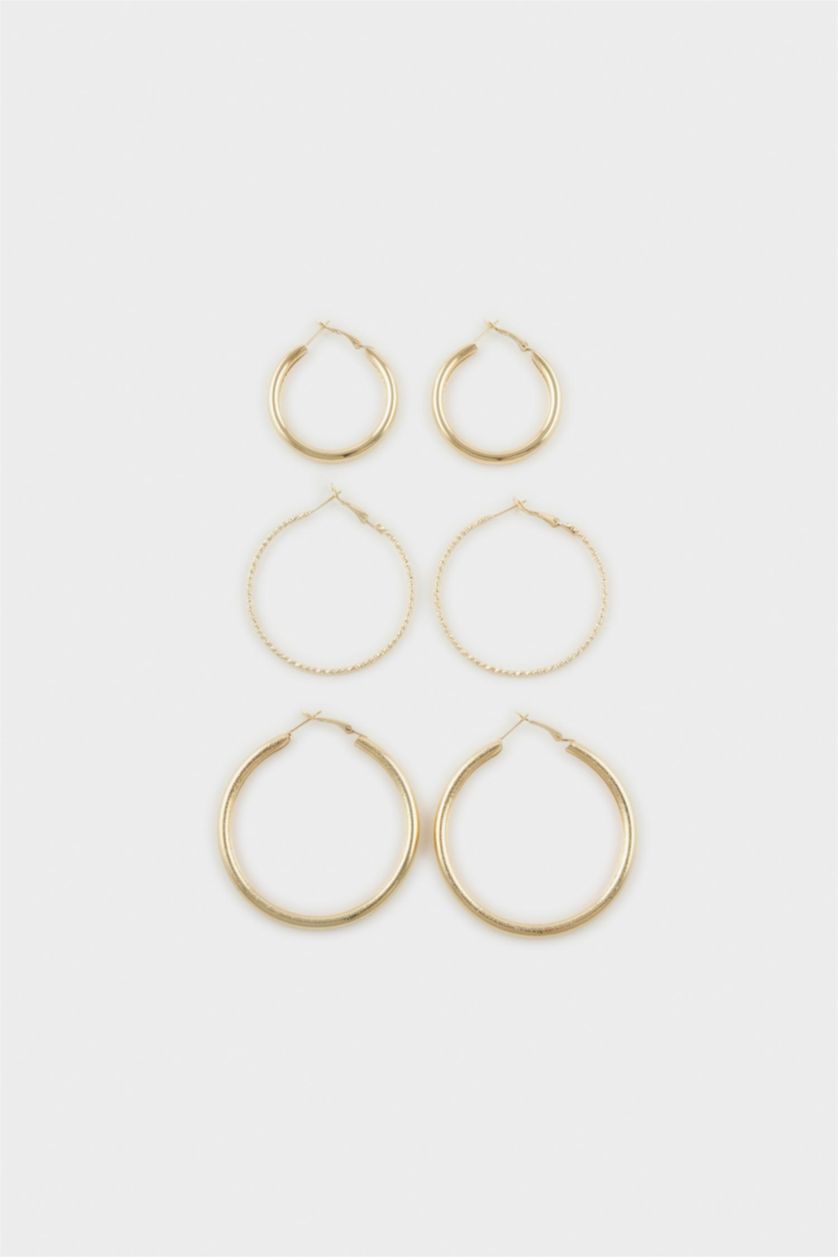 WOMAN Altın Woman 3 Piece Gold Earrings