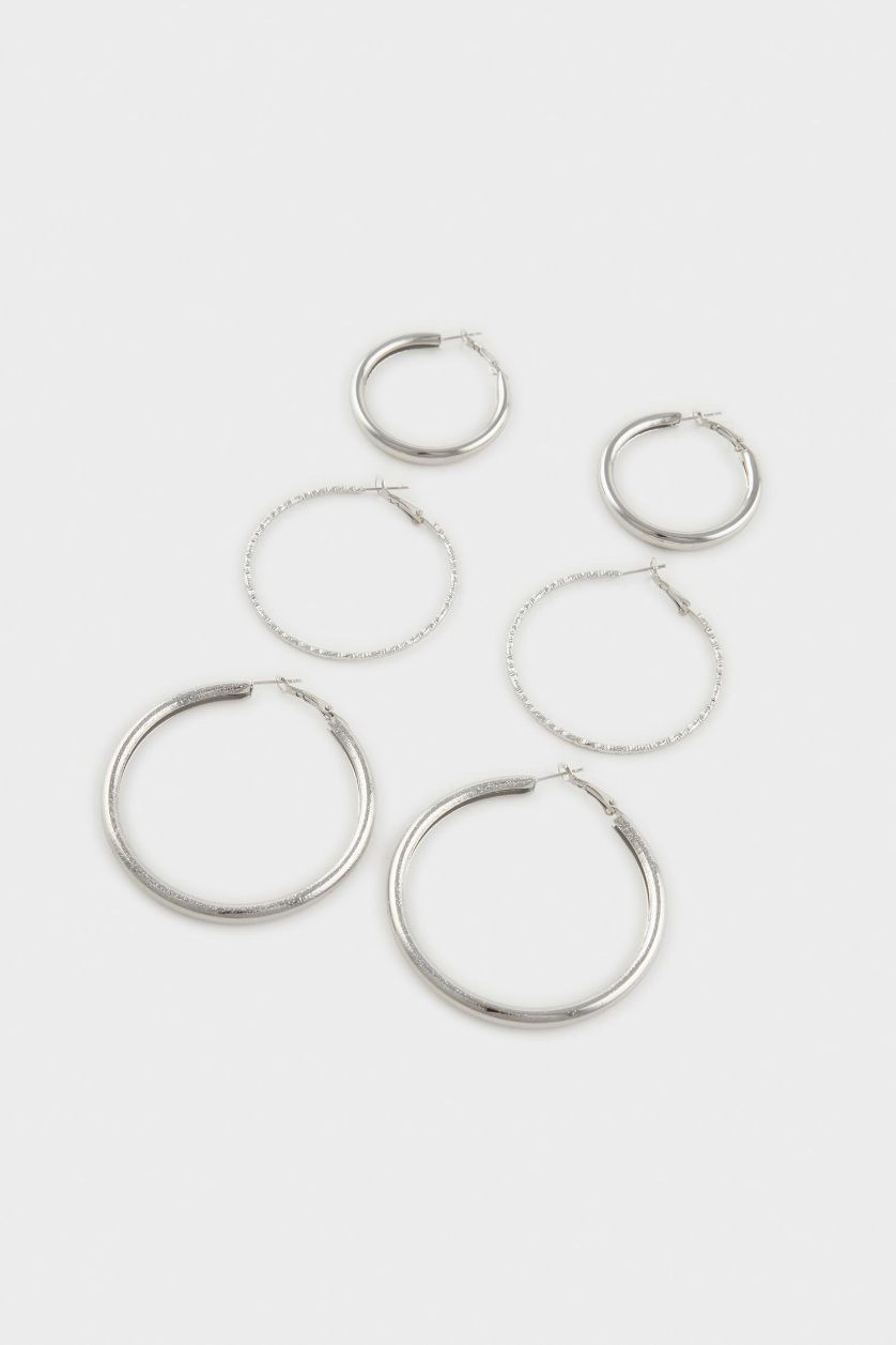 Kadın Gümüş Kadın 3'lü Silver Halka Küpe