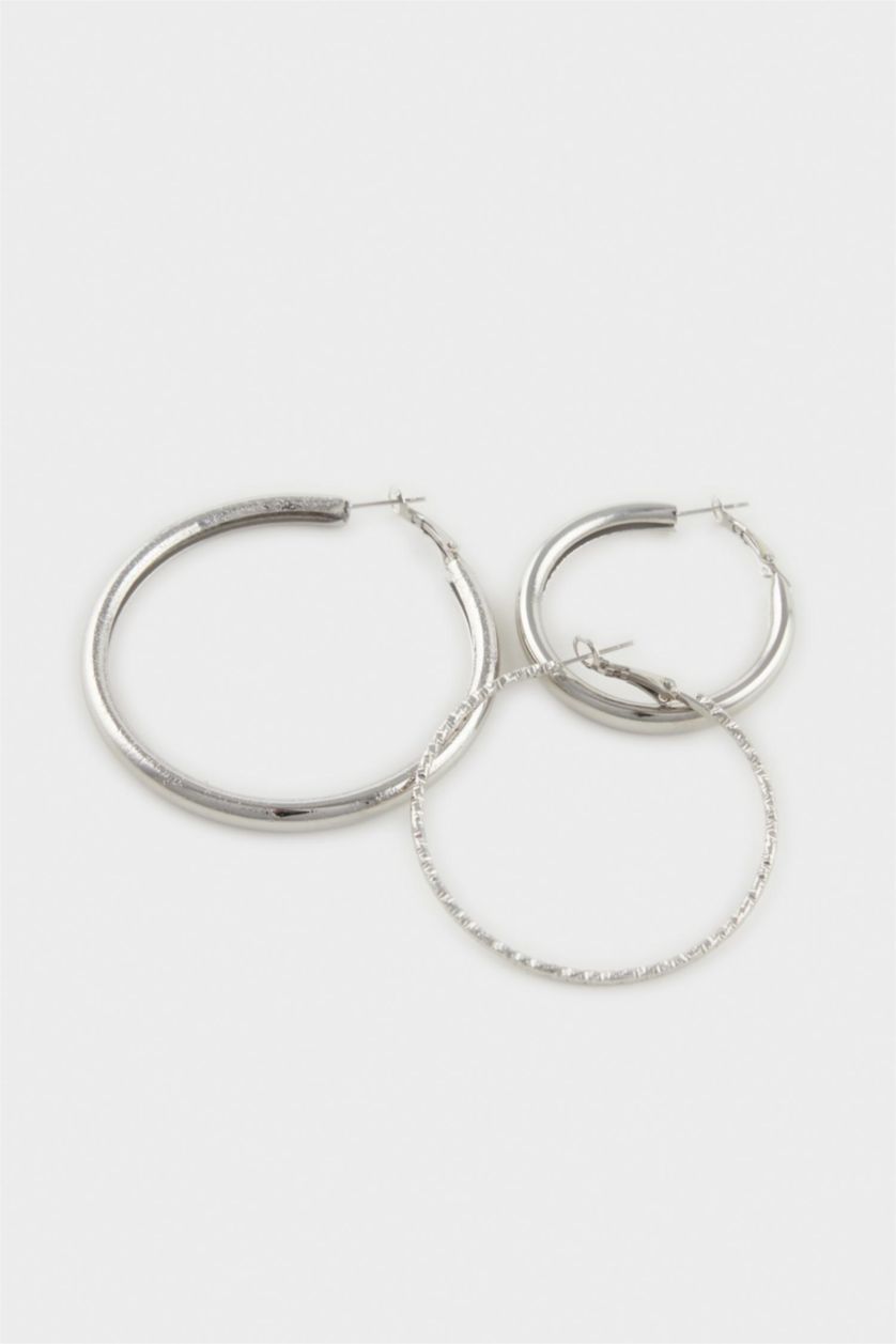 Kadın Gümüş Kadın 3'lü Silver Halka Küpe