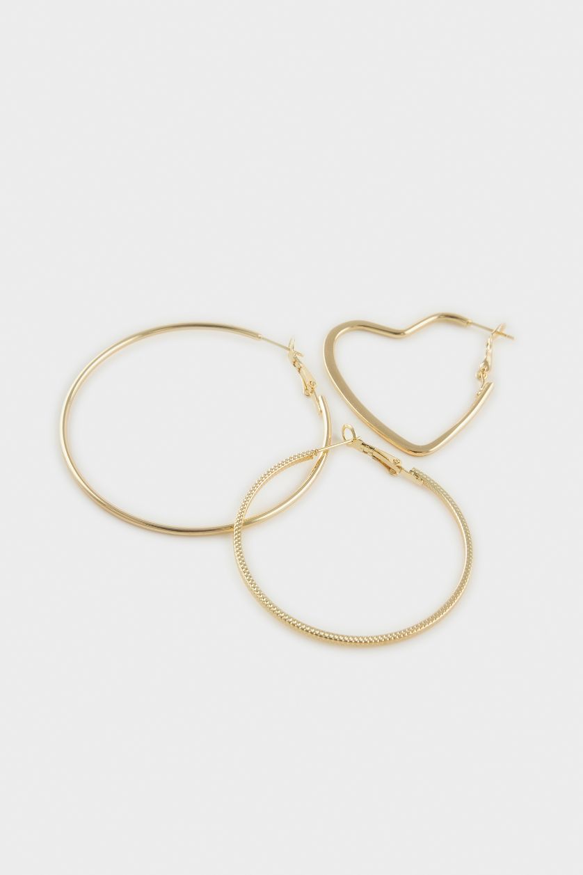 WOMAN Altın Woman 3 Piece Gold Earrings