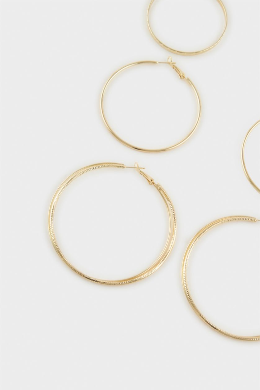 Kadın Altın Kadın 3'lü Gold Halka Küpe