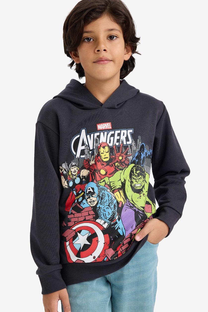 BOYS & TEENS Dark Anthracite Boy Marvel Avengers Fleece Lining Hoodie