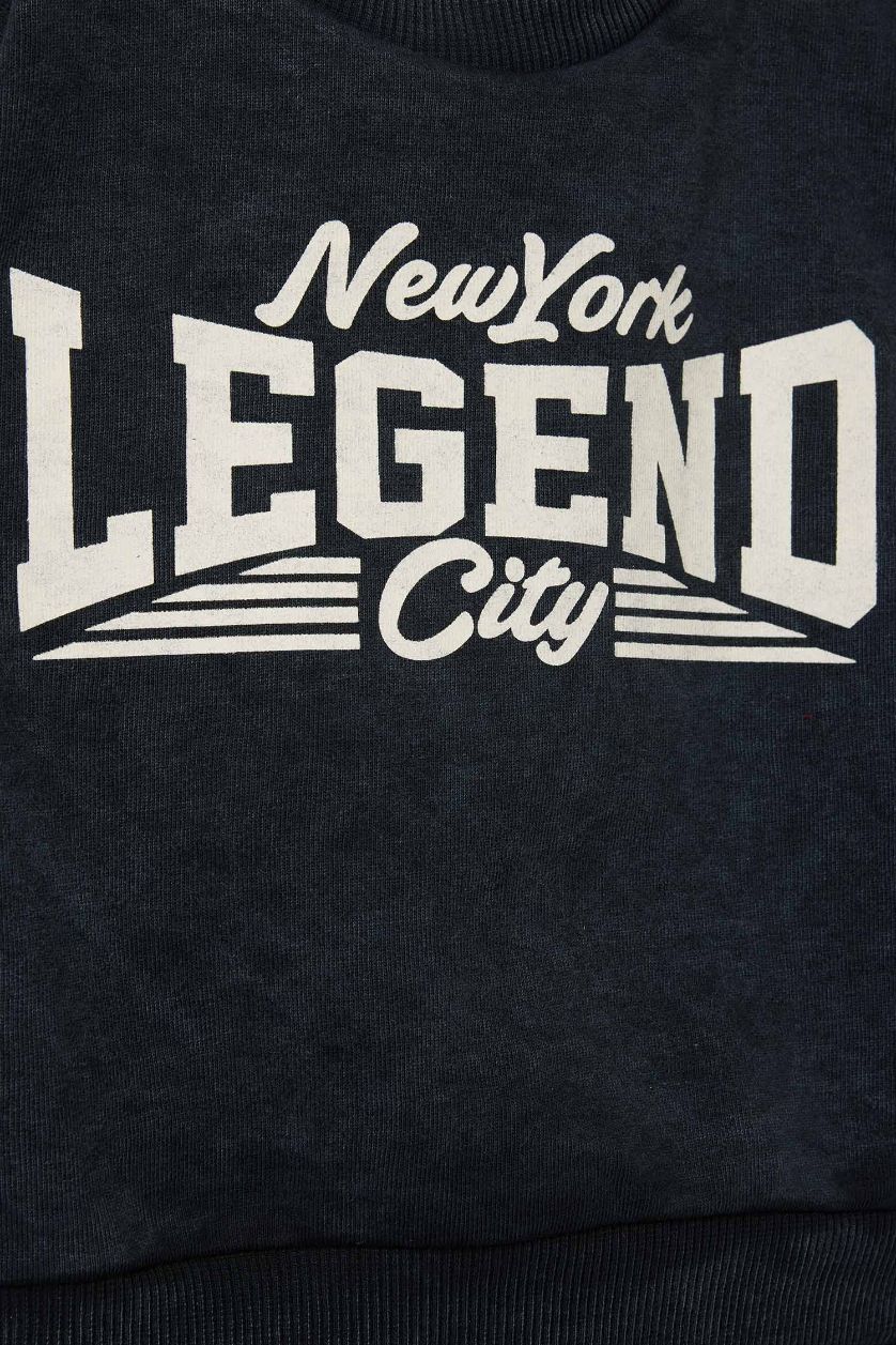 Erkek Bebek Antrasit 2'li Takım Baskılı Sweatshirt Eşofman Altı Erkek Bebek