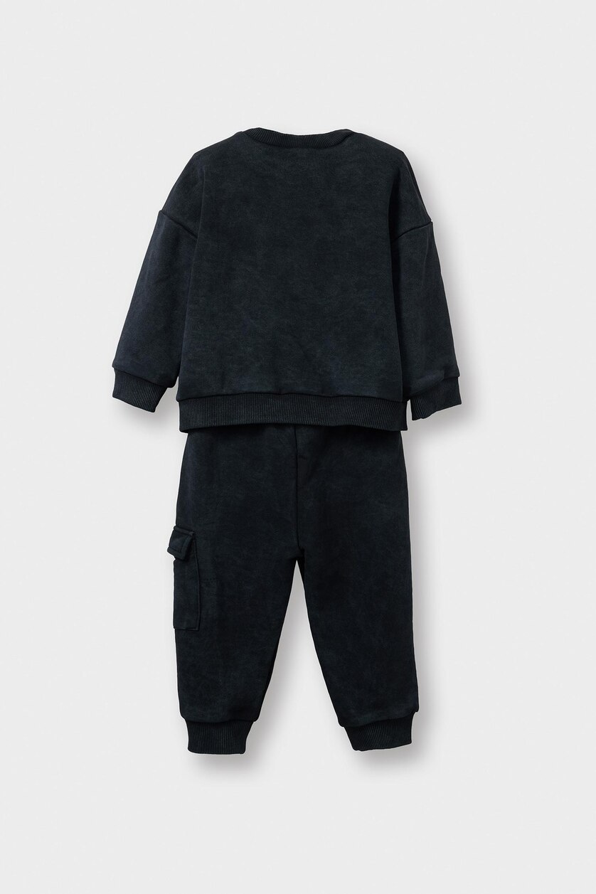 Erkek Bebek Antrasit 2'li Takım Baskılı Sweatshirt Eşofman Altı Erkek Bebek
