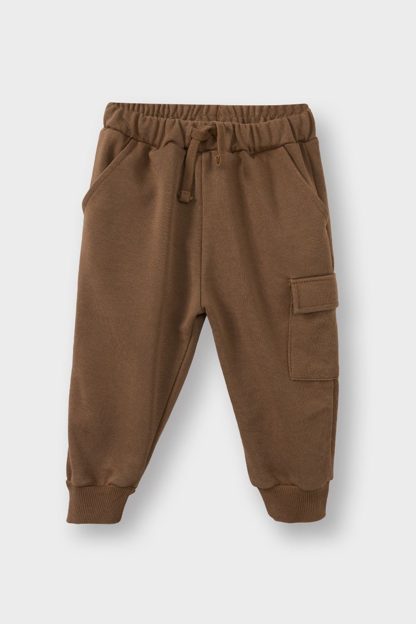 Baby Boy Light Brown 2 piece Regular Fit Crew Neck Slogan Set