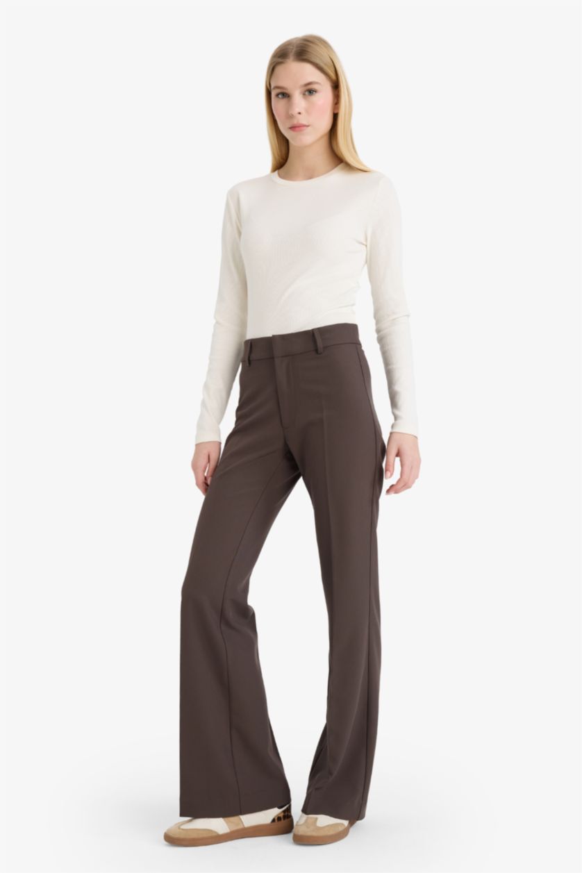 Woman Brown Flare Trousers