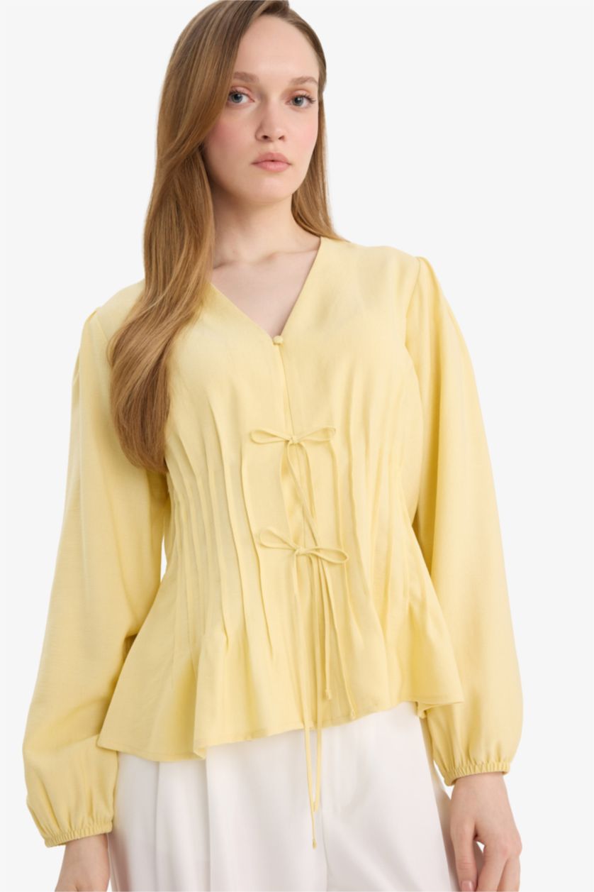 WOMAN Light Yellow Regular Fit Long Sleeve Tunic