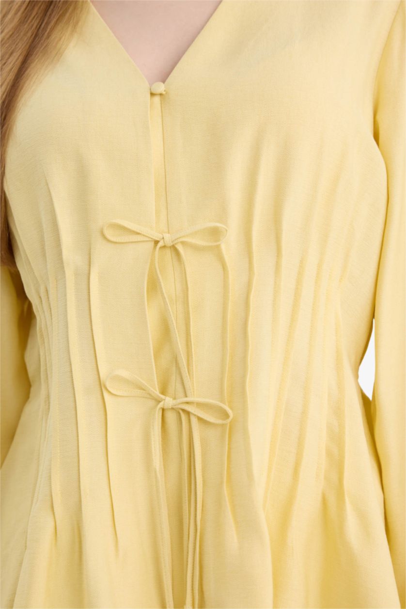 WOMAN Light Yellow Regular Fit Long Sleeve Tunic