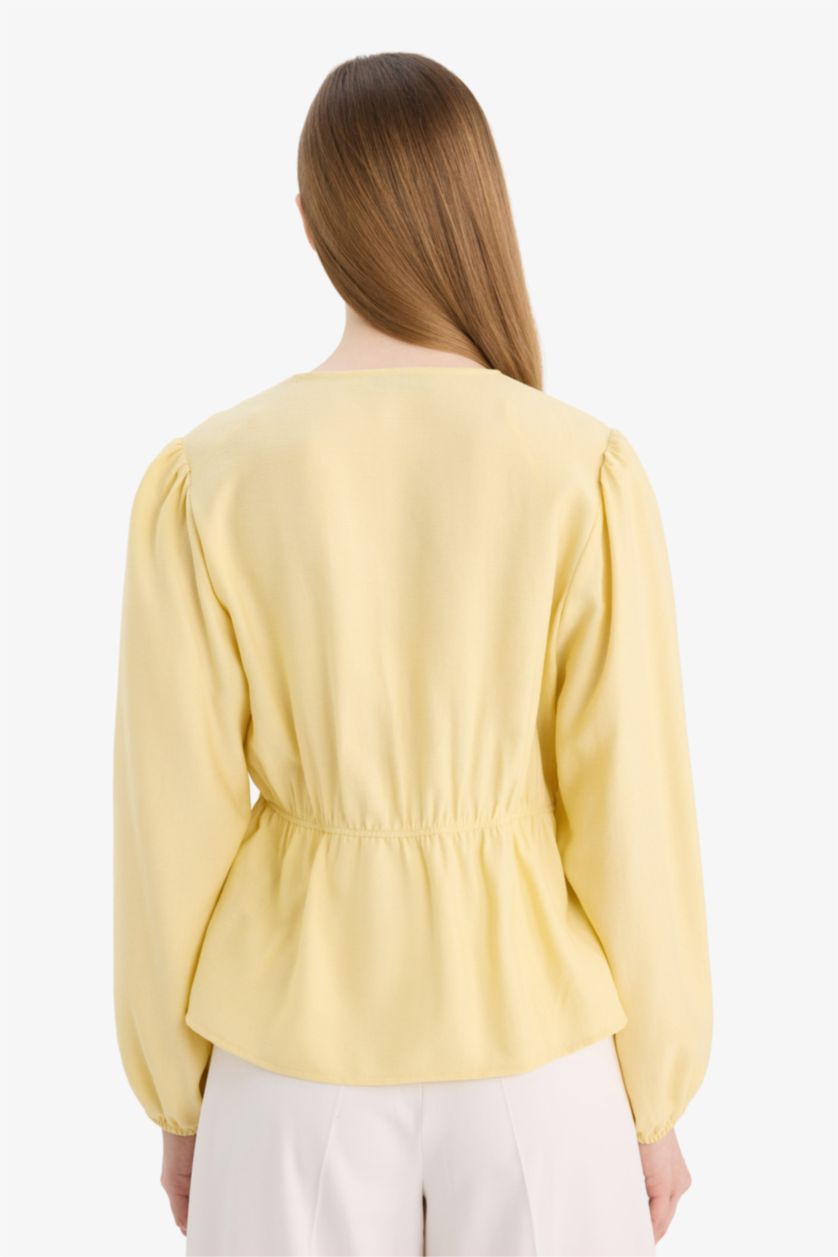 WOMAN Light Yellow Regular Fit Long Sleeve Tunic