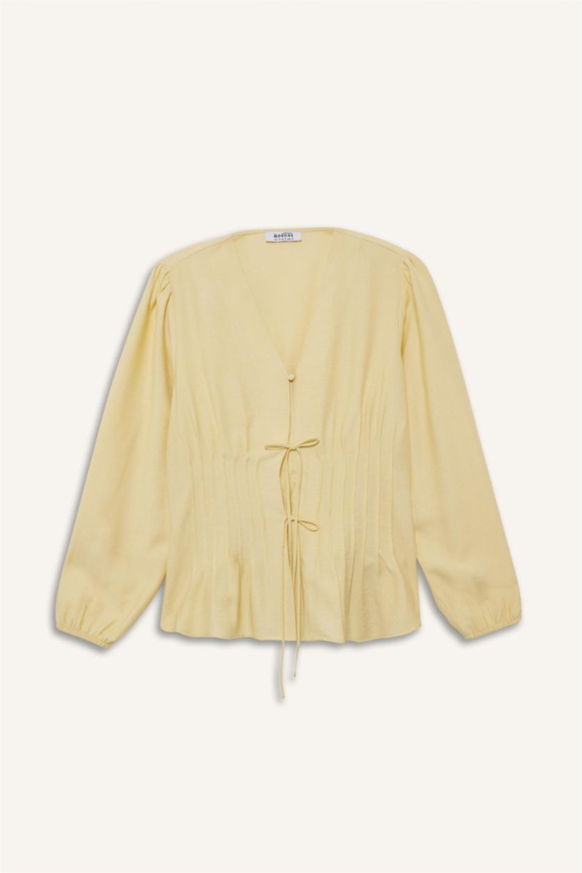 WOMAN Light Yellow Regular Fit Long Sleeve Tunic