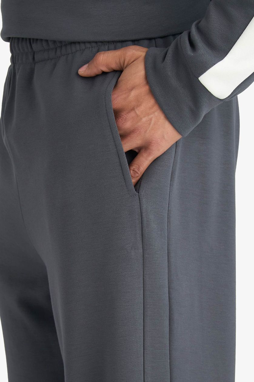Man Anthracite Relax Fit Straight Leg Modal Jogger Sweatpants