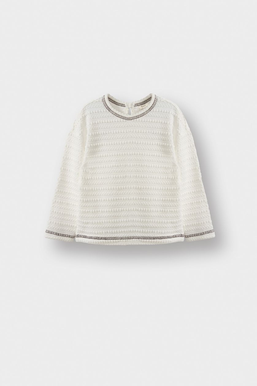 Baby Girl Ecru Baby Girl Regular Fit Cotton Long Sleeve T-Shirt