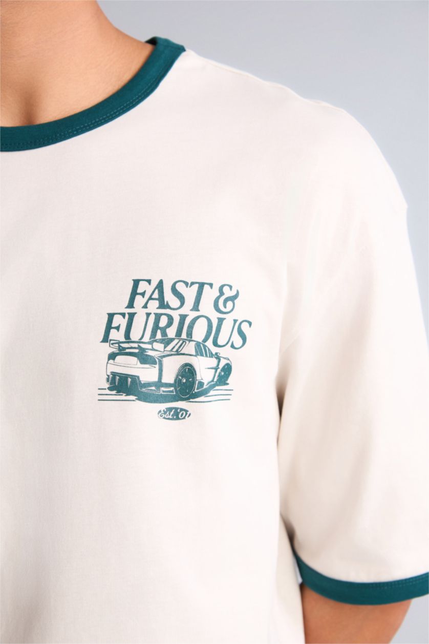 Erkek Taş Lisanslı Baskılı Tişört