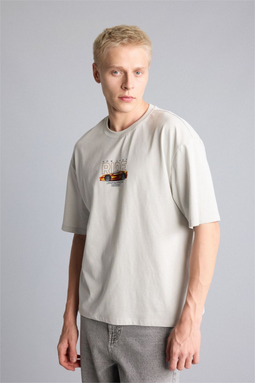 Men Stone Boxy Fit Short Sleeve T-Shirt