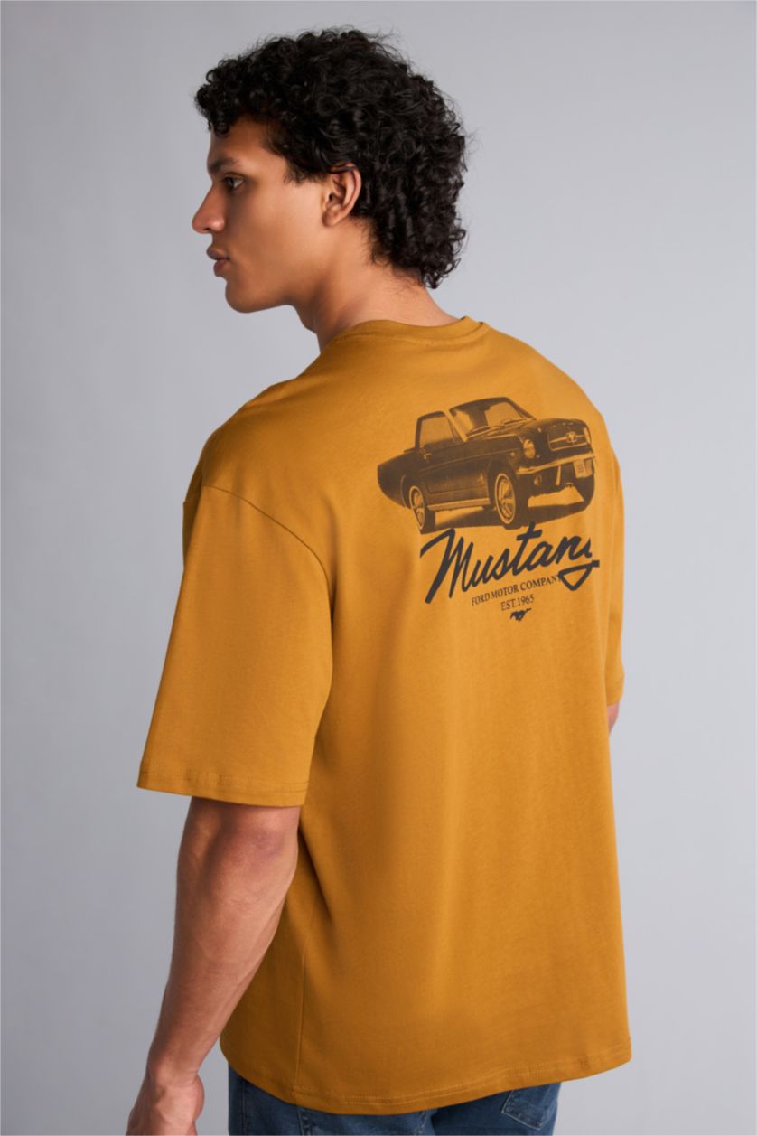 Erkek Açık Kahve Baskılı Tişört