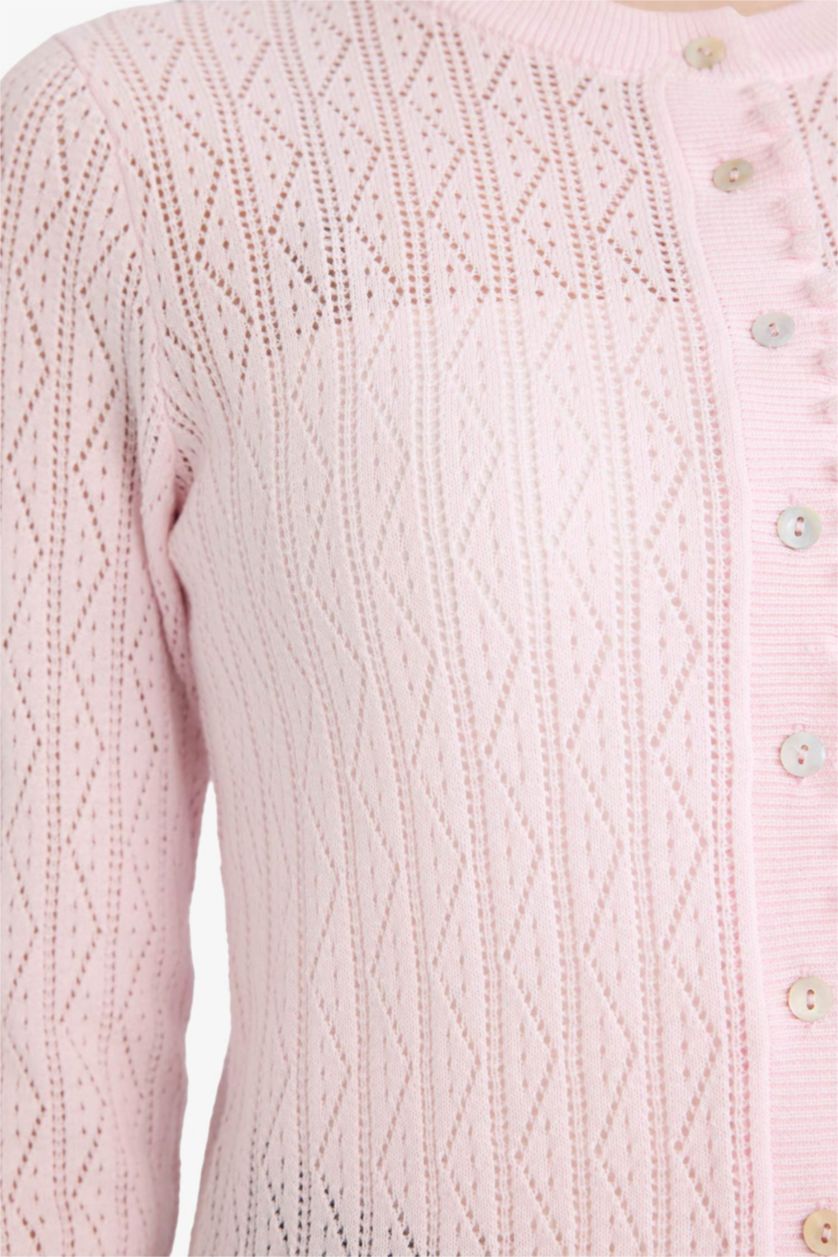 Женщины Светло-розовый Кардиган стандартного кроя из трикотажа для женщин