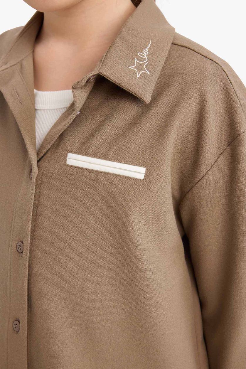 Kız Çocuk - Genç Kız Vizon Baskılı Uzun Kollu Gömlek Kız Çocuk