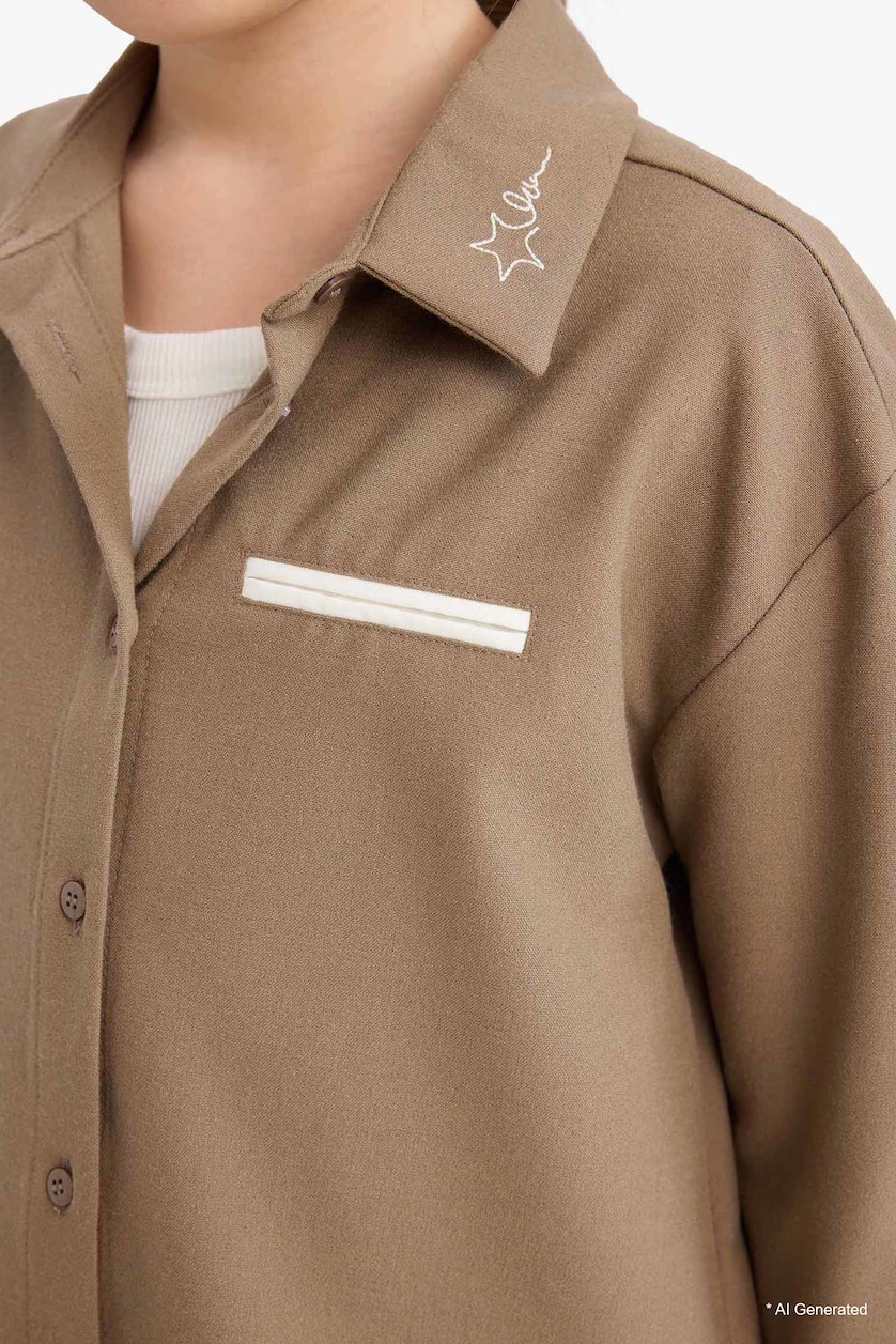 FILLES Beige Chemise à manches longues imprimée pour fille