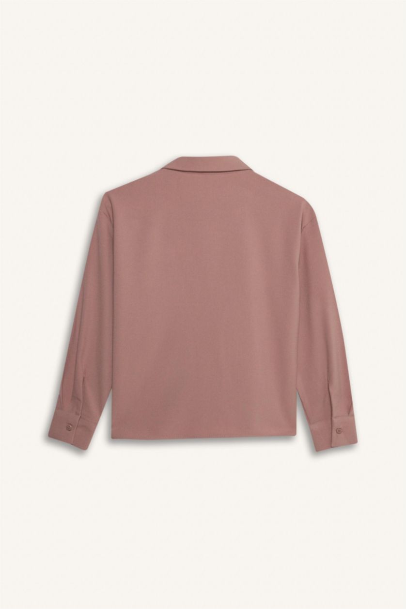 Kız Çocuk - Genç Kız Gülkurusu Baskılı Uzun Kollu Gömlek Kız Çocuk