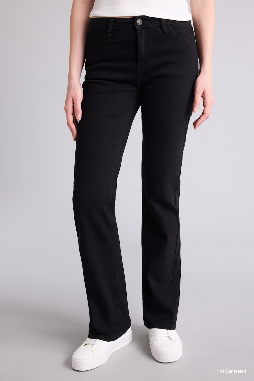 WOMAN Black Flare Fit Normal Waist Gabardine Trousers