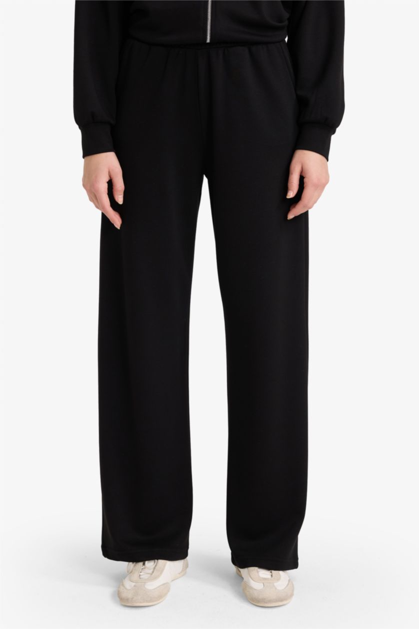 WOMAN Black Straight Fit Basic Trousers