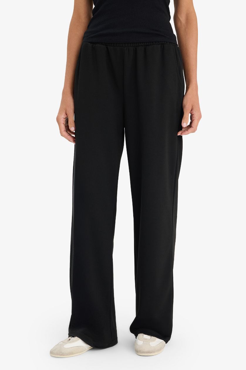 WOMAN Black Straight Fit Basic Trousers