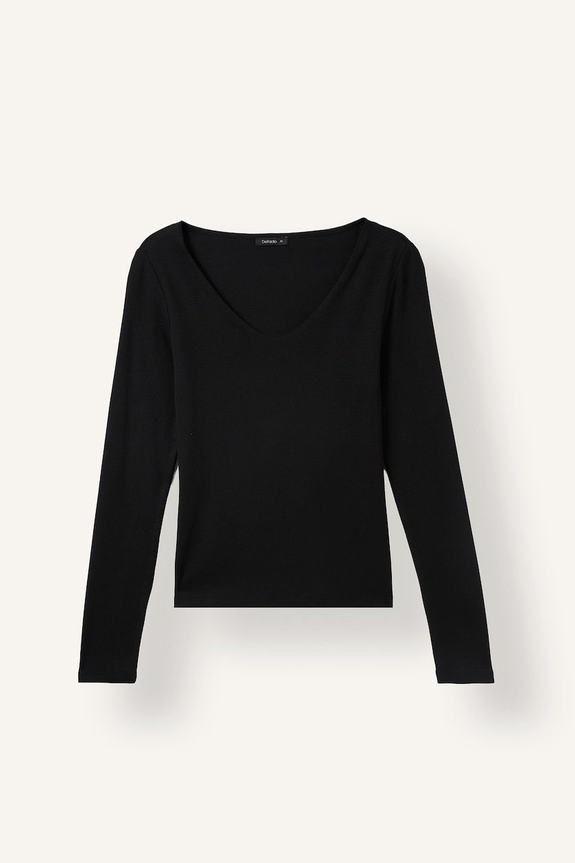 حريمي أسود Slim Fit Modal Long Sleeve T-Shirt