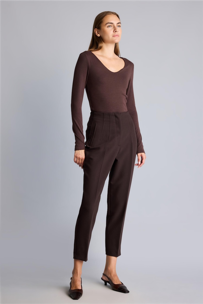 WOMAN Brown Slim Fit modal Long Sleeve T-Shirt