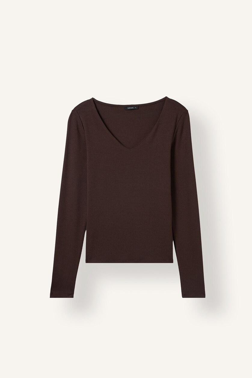 WOMAN Brown Slim Fit modal Long Sleeve T-Shirt