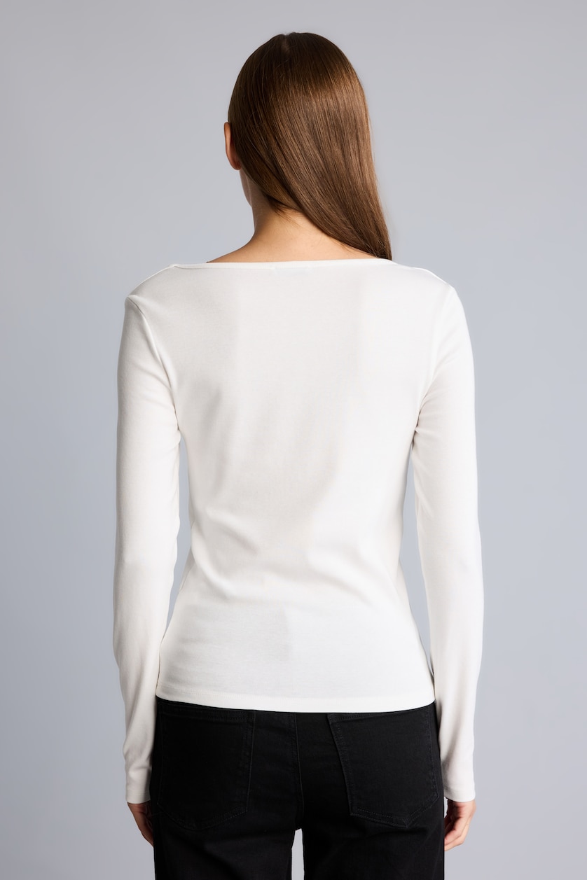 حريمي بيج فاتح Slim Fit Modal Long Sleeve T-shirt