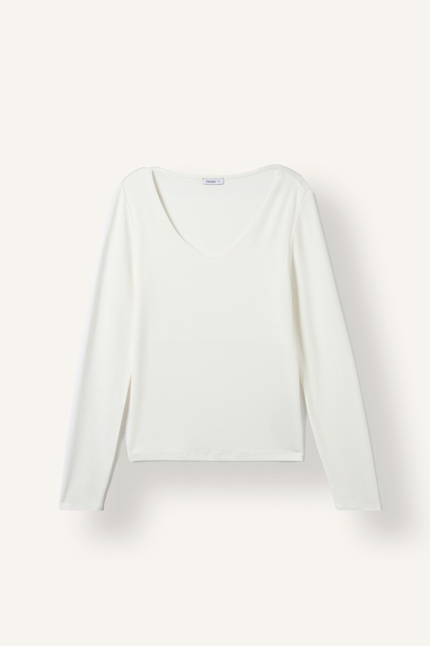 حريمي بيج فاتح Slim Fit Modal Long Sleeve T-shirt
