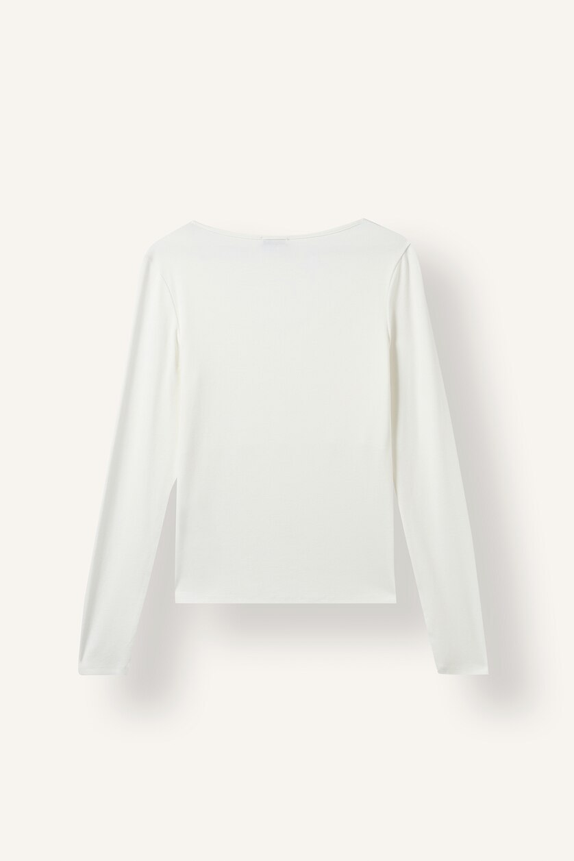 حريمي بيج فاتح Slim Fit Modal Long Sleeve T-shirt