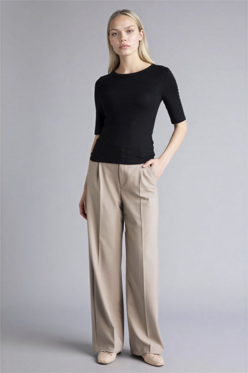 WOMAN Black Slim Fit Basic T-Shirt